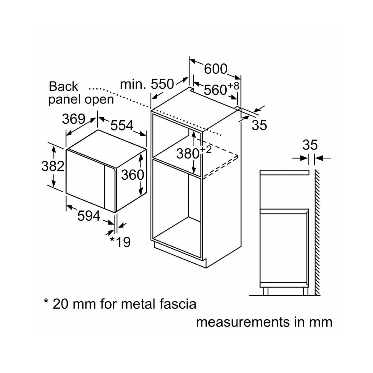 BOSCH ซีรี่ 6 Built-In ไมโครเวฟ-ย่าง 25L 900W ดิจิตอล สีดำ รุ่น BEL554MS0T