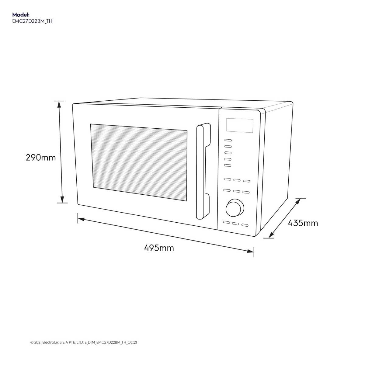 ELECTROLUX ไมโครเวฟ 27ลิตร ดิจิตอล Convection รุ่น EMC27D22BM