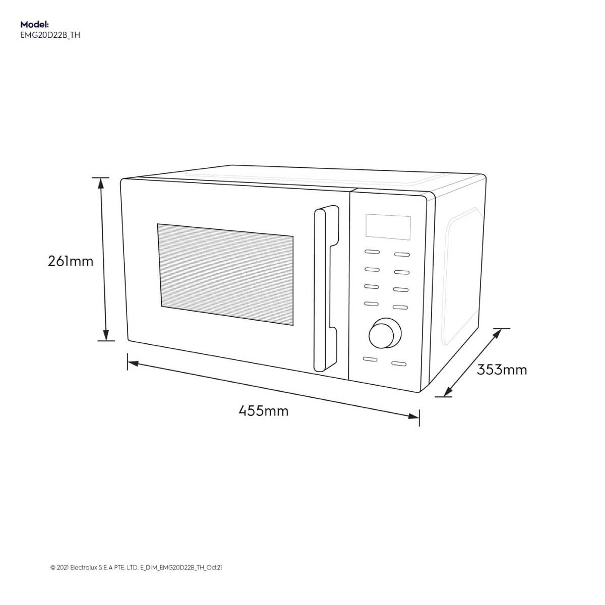 ELECTROLUX ไมโครเวฟแบบตั้งโต๊ะ พร้อมระบบย่าง  ความจุ 20 ลิตร รุ่นEMG20K22B