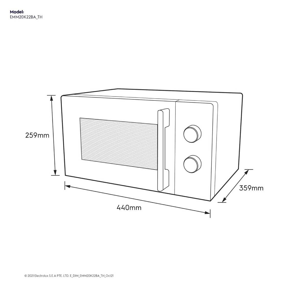 ELECTROLUX ไมโครเวฟ ความจุ 20 ลิตร รุ่น EMM20K22B