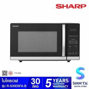 SHARP ไมโครเวฟ30L 900W ดิจิตอลพื้นเรียบ สีดำ รุ่น R-S30D5FAB