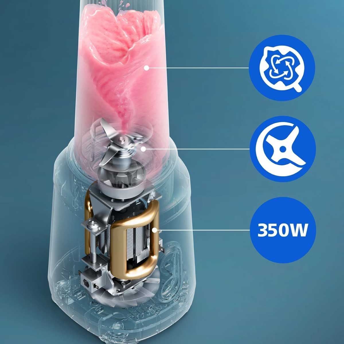 PHILIPS เครื่องปั่นพกพา 350W 0.6 ลิตร รุ่น HR2670/01