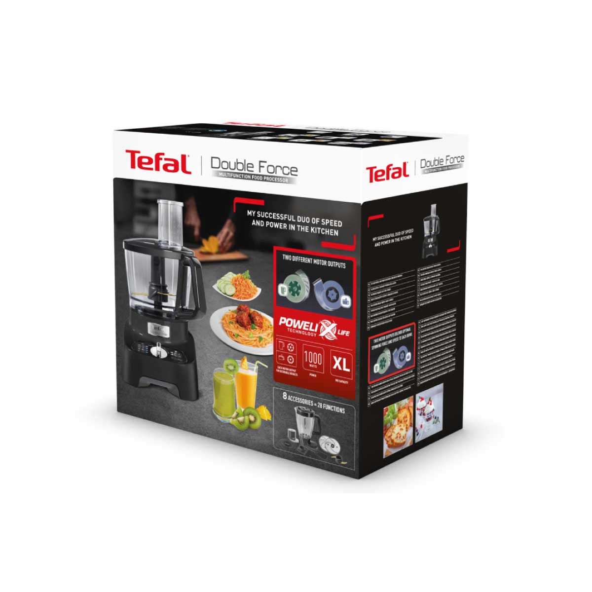 TEFAL เครื่องเตรียมอาหาร Double Force  1000 วัตต์  ความจุ 3 ลิตร สีดำ รุ่น DO821