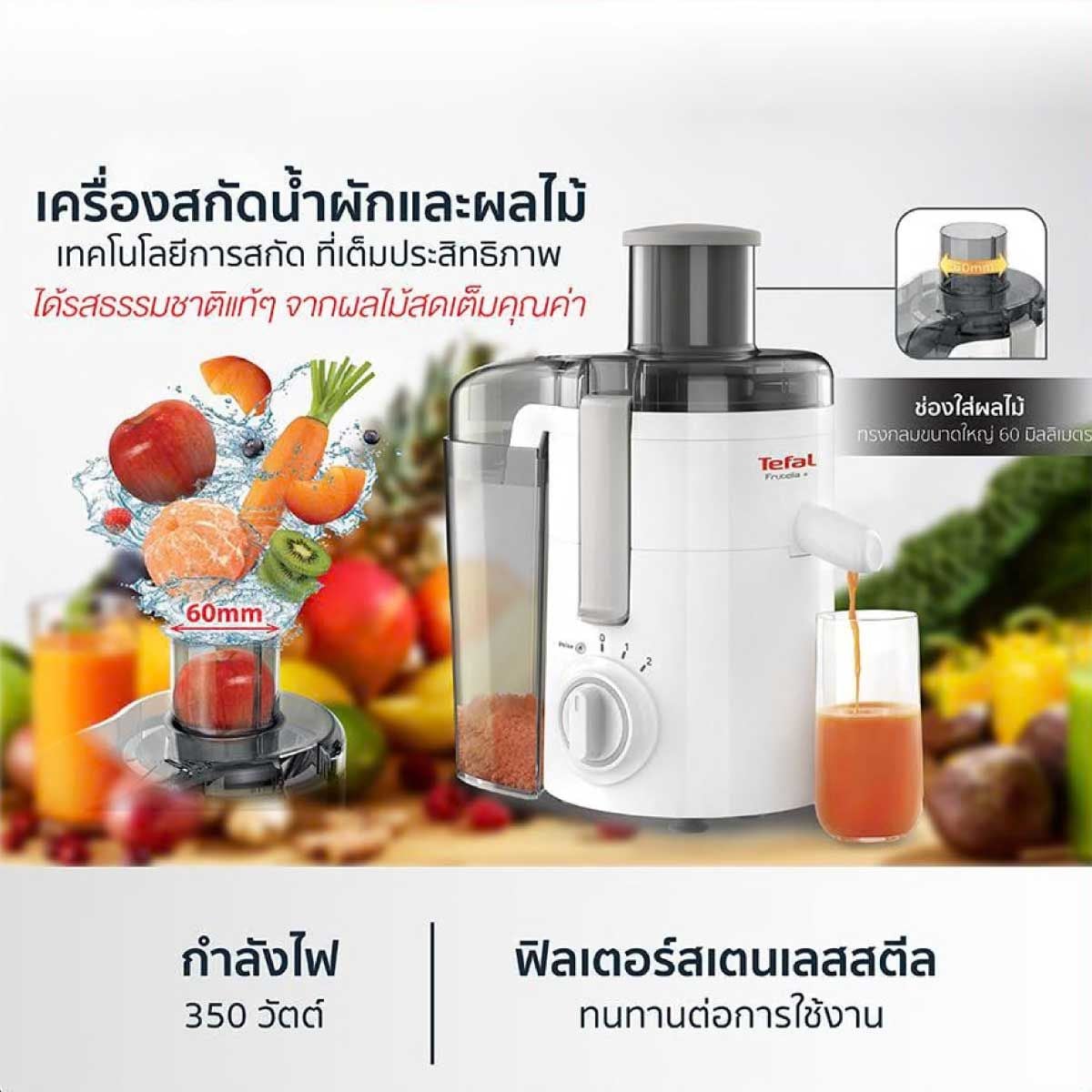 TEFAL เครื่องสกัดน้ำผลไม้ 350W รุ่นZE370138