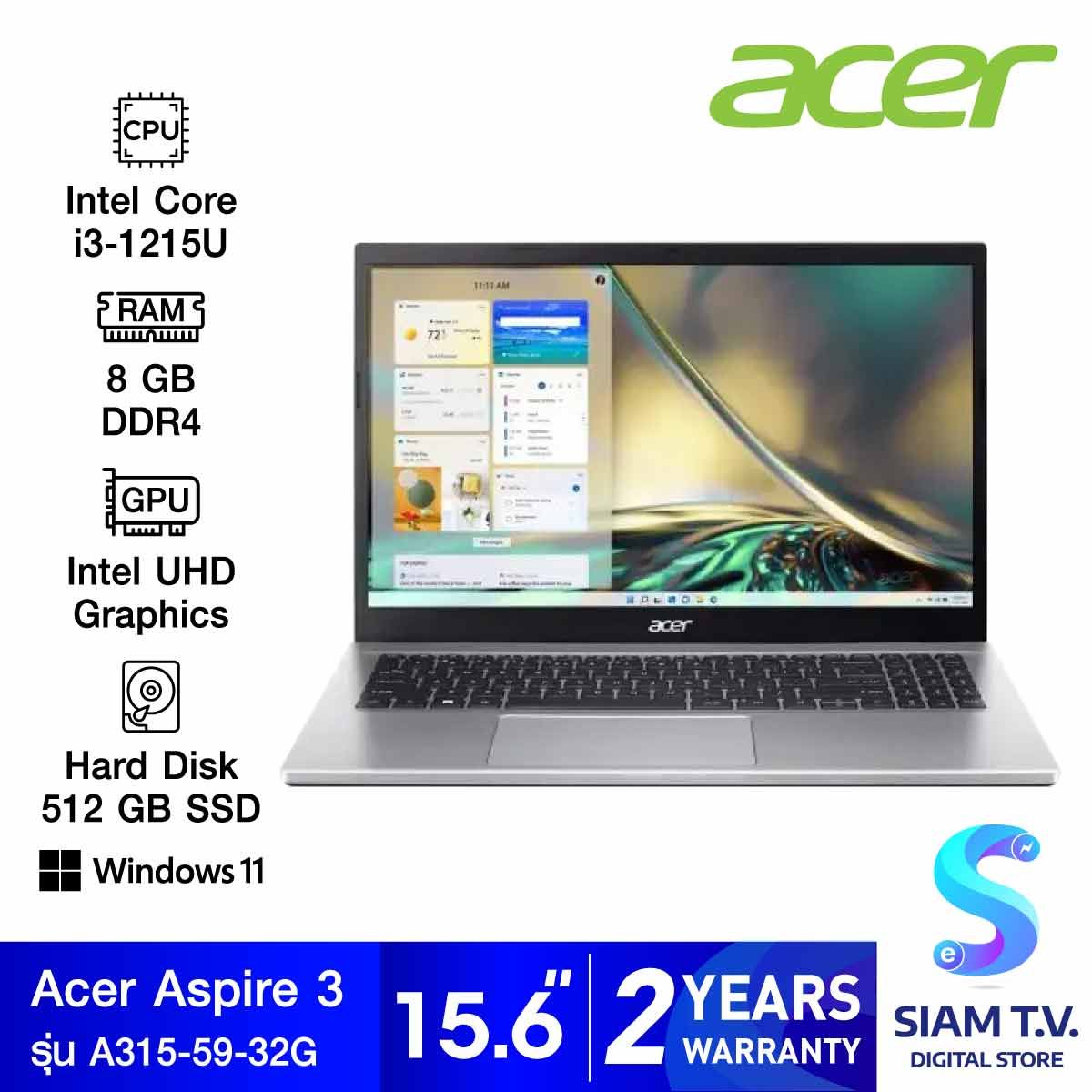 NOTEBOOK (โน้ตบุ๊ค) ACER ASPIRE 3 A315-59-32GC (PURE SILVER)