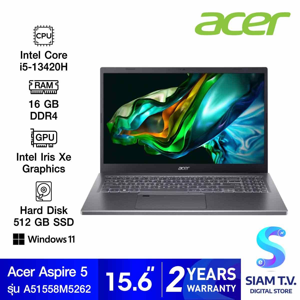 NOTEBOOK (โน้ตบุ๊ค) ACER ASPIRE5 A515-58M-5262 (STEEL GRAY)