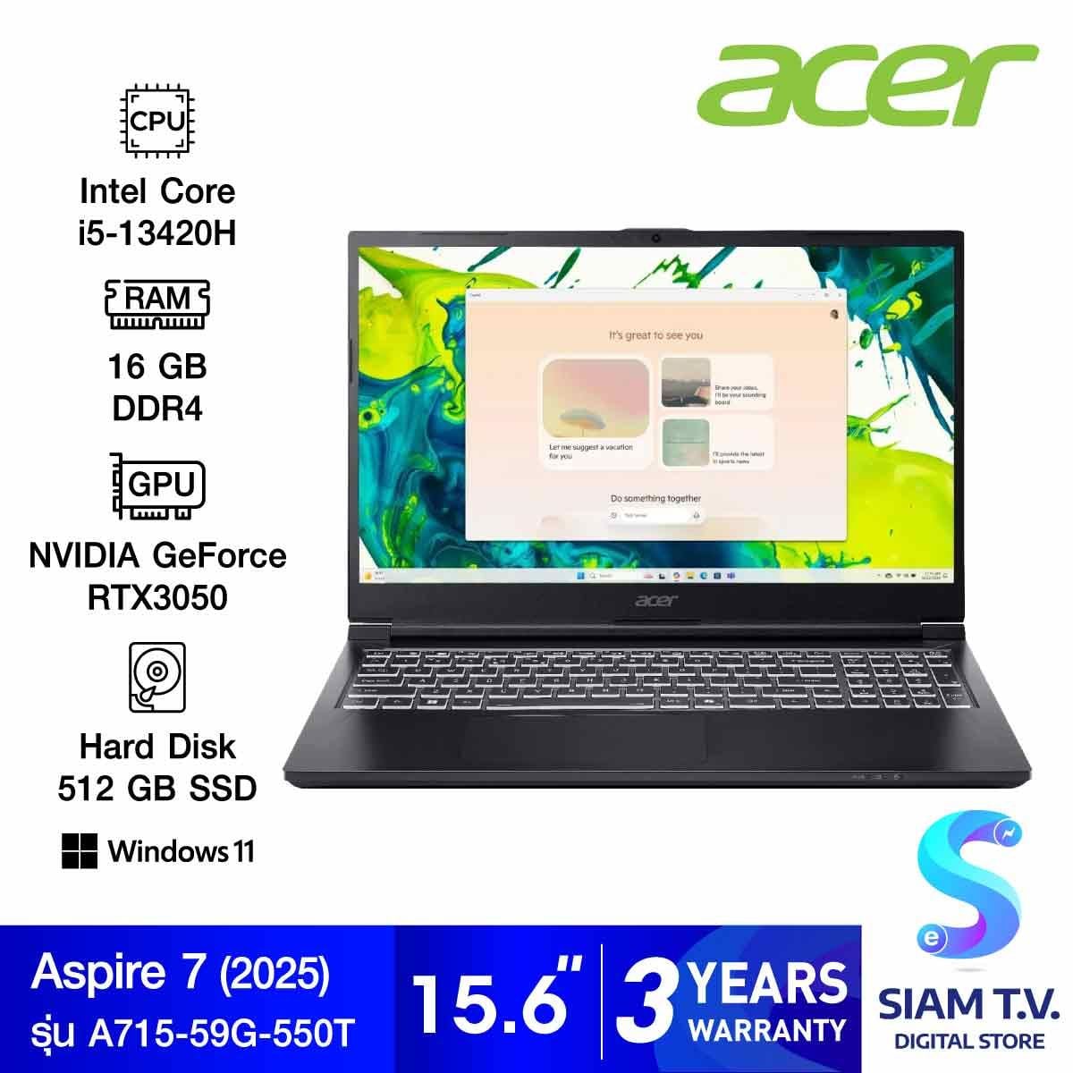 NOTEBOOK (โน้ตบุ๊ค) ACER ASPIRE 7 A715-59G-550T (TITANIUM BLACK)