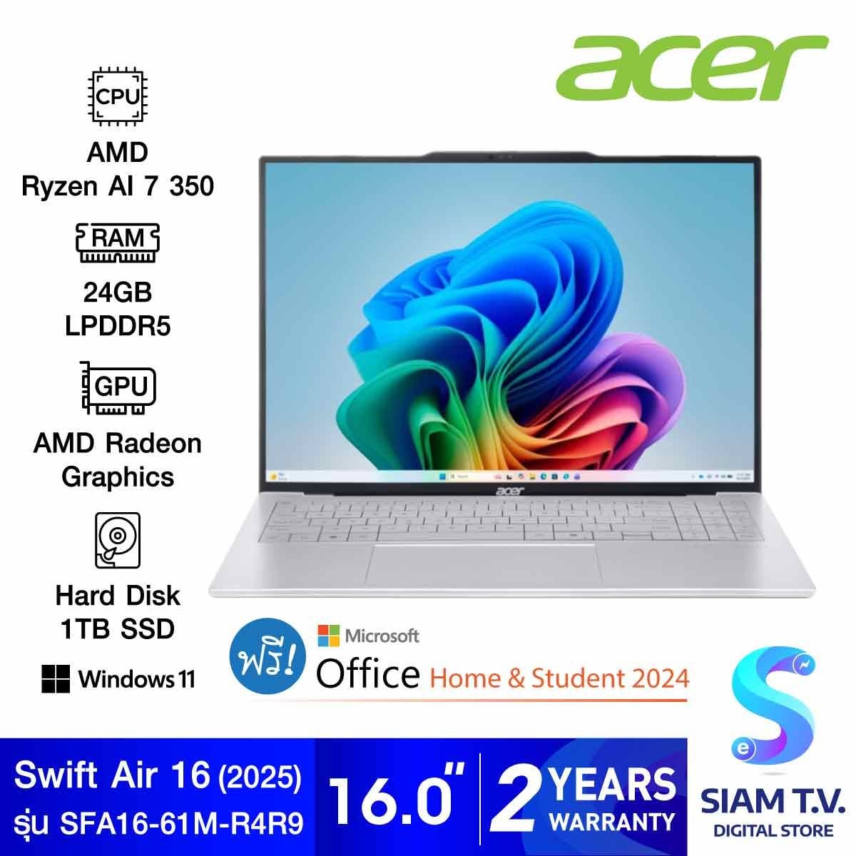 NOTEBOOK (โน้ตบุ๊ค) ACER SWIFT AIR SFA16-61M-R4R9 (SILVER)
