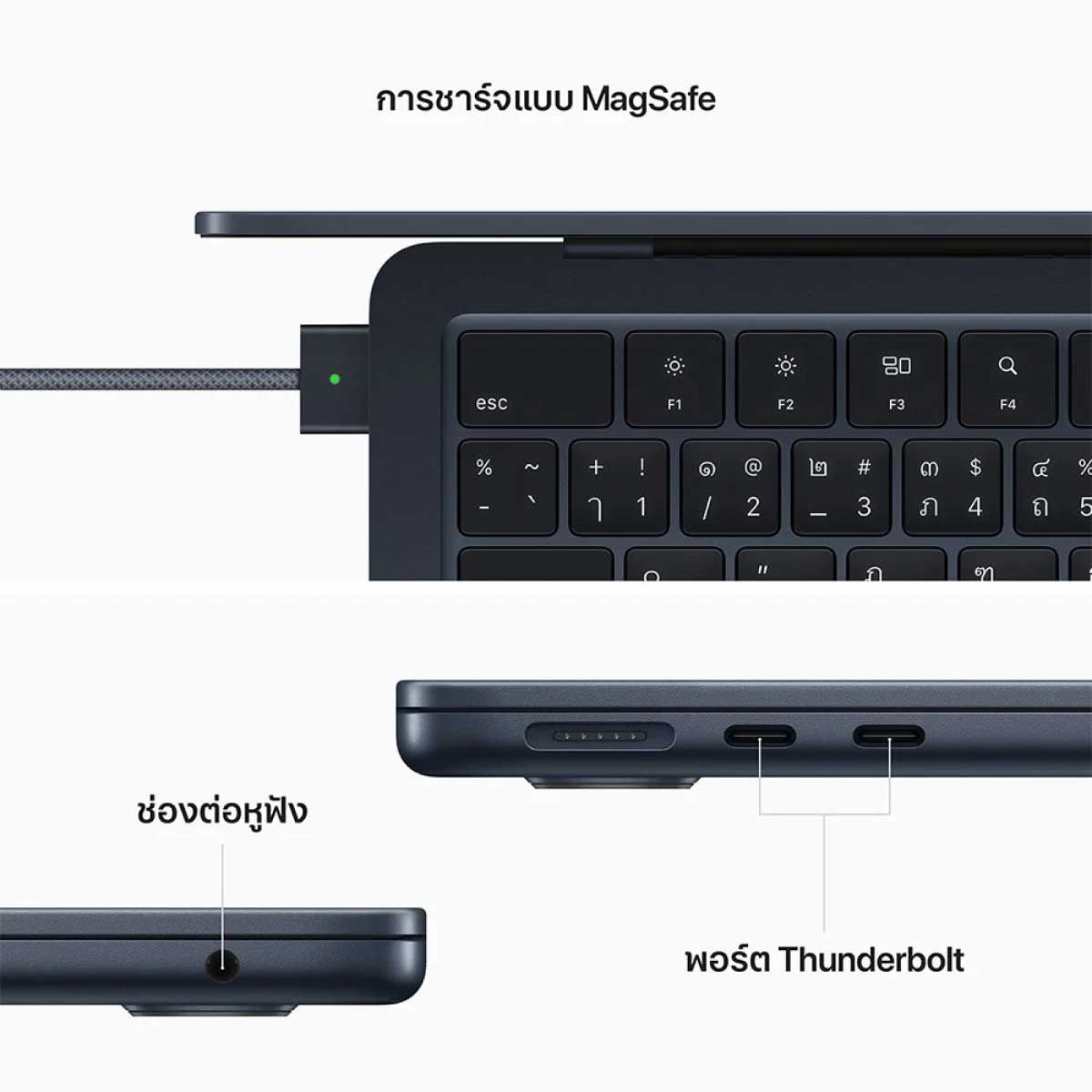 Apple  MacBook Air (รุ่น 13นิ้ว, ชิป M2)  (256GB/MIDNIGHT)