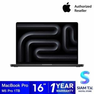 Apple MacBook Pro รุ่น 16 นิ้ว สีดำสเปซแบล็ค ชิป M5 Pro 18 core CPU and 20 core GPU,24GB/1TB SSD