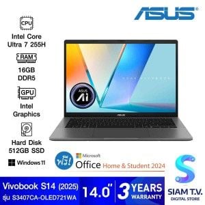 NOTEBOOK (โน้ตบุ๊ค) ASUS VIVOBOOK S14 S3407CA-OLED721WA (MATTE GRAY)