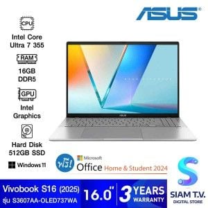 NOTEBOOK (โน้ตบุ๊ค) ASUS VIVOBOOK S16 S3607AA-OLED737WA (MATTE GRAY)