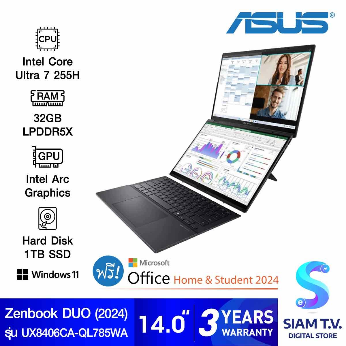 NOTEBOOK (โน้ตบุ๊ค) ASUS ZENBOOK DUO UX8406CA-QL785WA (INKWELL GRAY)