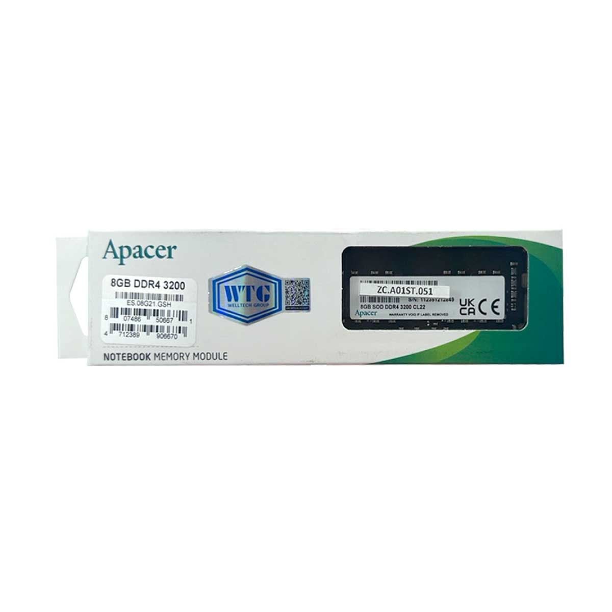 RAM (หน่วยความจำ) APACER 8GB DDR4 3200MHz (ES.08G21.GSH)