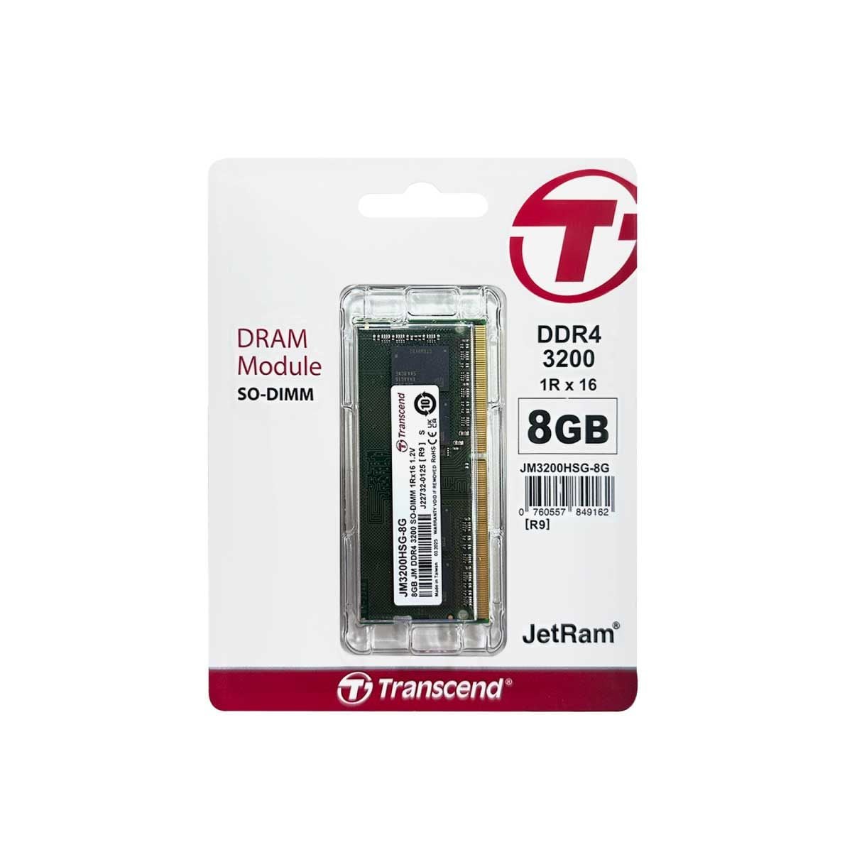 RAM NOTEBOOK (แรมโน้ตบุ๊ค) TRANSCEND 8GB DDR4 3200 SO-DIMM JM3200HSG-8G