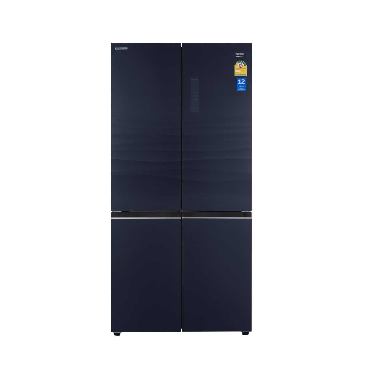 BEKO ตู้เย็น 4 ประตู 18.4Q INVERTER กระจกน้ำเงิน รุ่น GNO52251HFSGBLTH