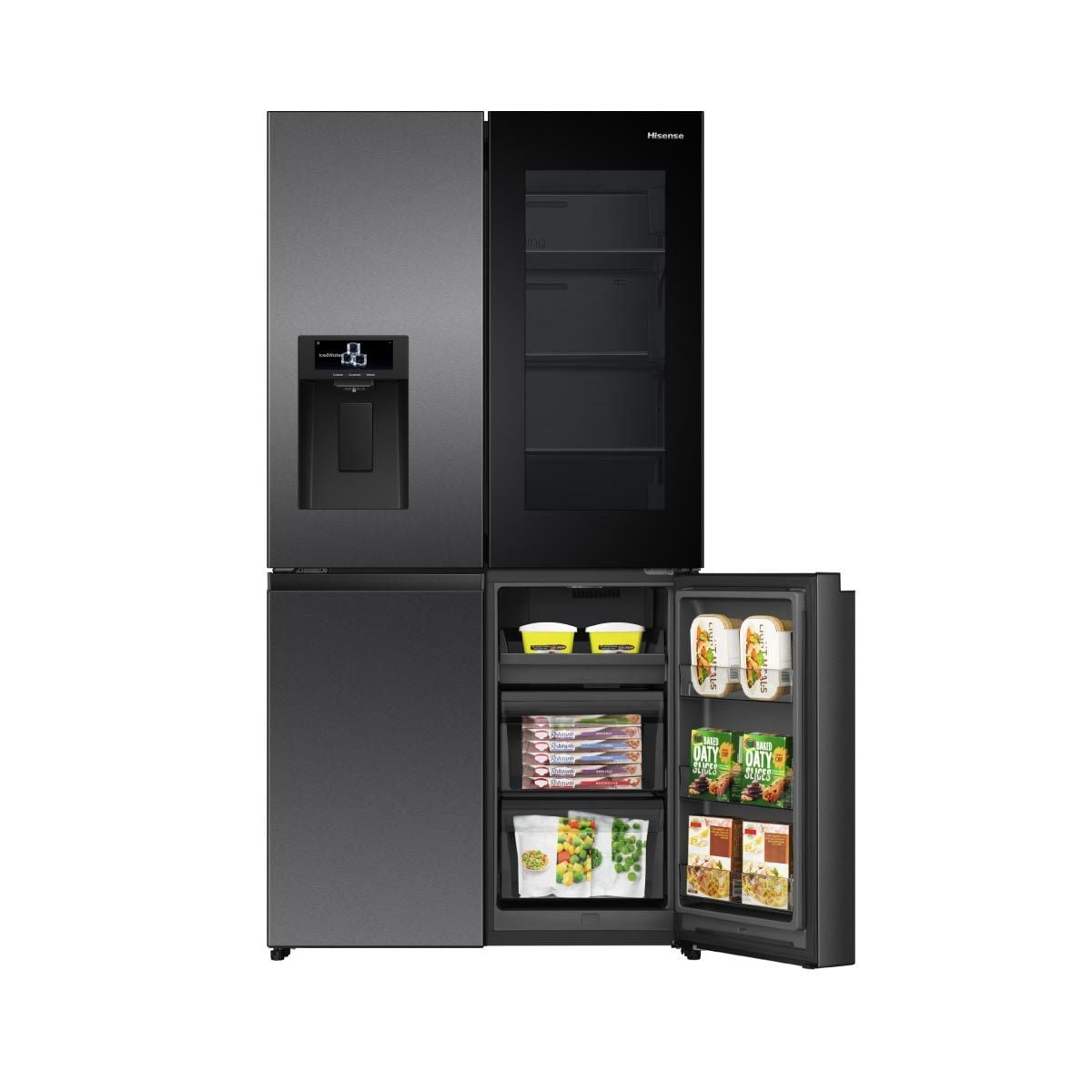 HISENSE  ตู้เย็น4ประตู22.1Q กระจกดำ Inverter รุ่นRQ600P7AB