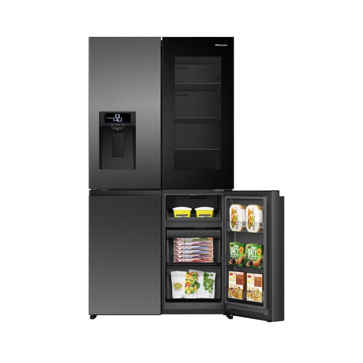HISENSE  ตู้เย็น4ประตู22.1Q กระจกดำ Inverter รุ่นRQ600P7AB