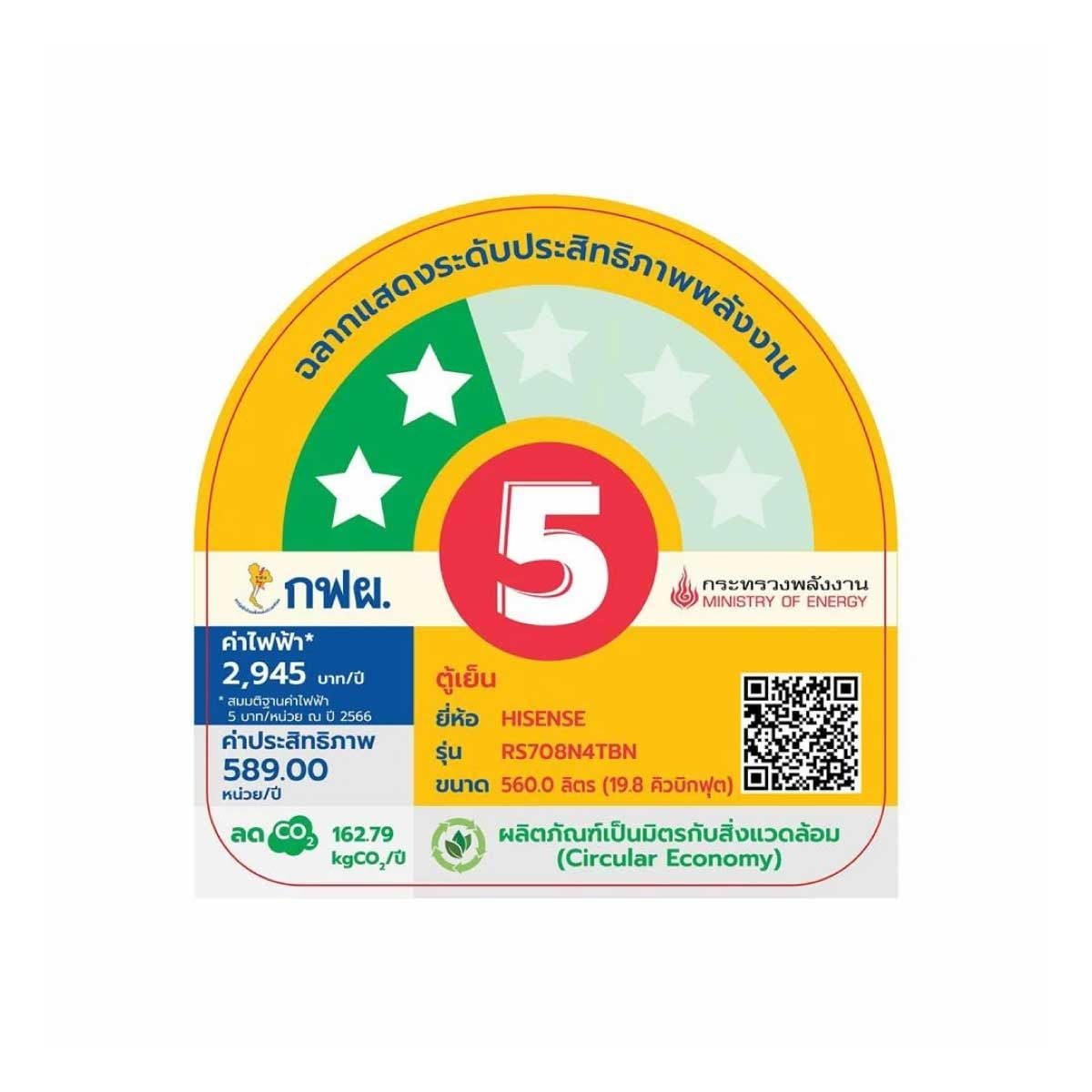 HISENSE ตู้เย็นSidebySide19.8Q INVERTER สีดำ รุ่นRS708N4TBN