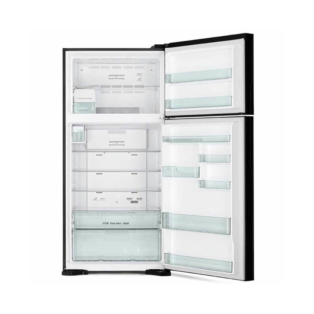 HITACHI ตู้เย็น 2 ประตู Big2 ,19.4Q INVERTER กระจกดำ รุ่น R-VG550PDX