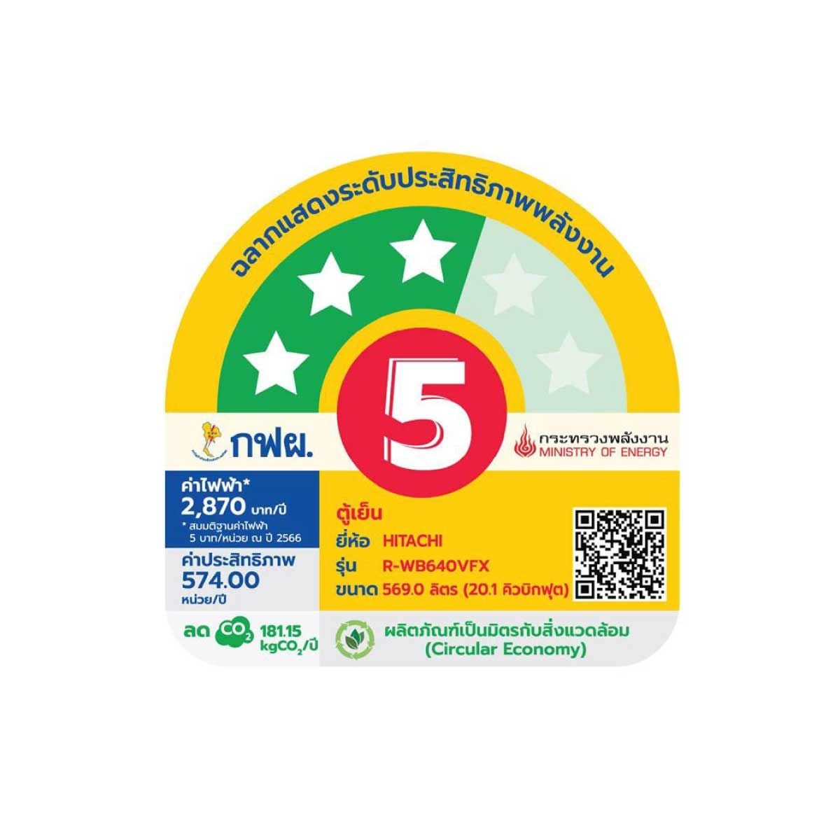 HITACHI ตู้เย็น 4 มัลติดอร์ 20.1Q กระจกเงา รุ่นR-WB640VFX MIR
