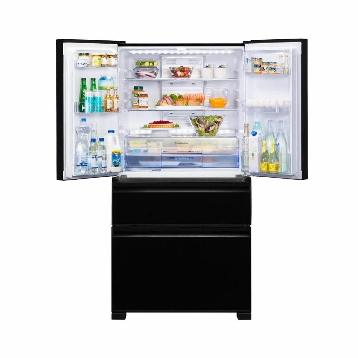 MITSUBISHI ELECTRIC ตู้เย็น4ประตู19.9QINVERTER CHILLCASEกระจกดำ รุ่นMR-LX60EYGBK