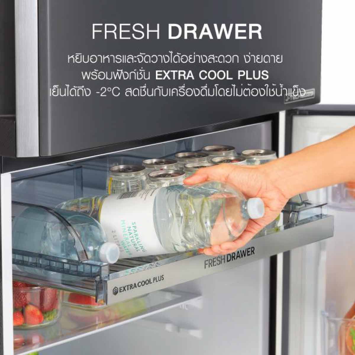 SHARP  ตู้เย็น 2 ประตู 15.2Q Inverter สีเทาเข้ม รุ่น SJ-XP470TP-DK