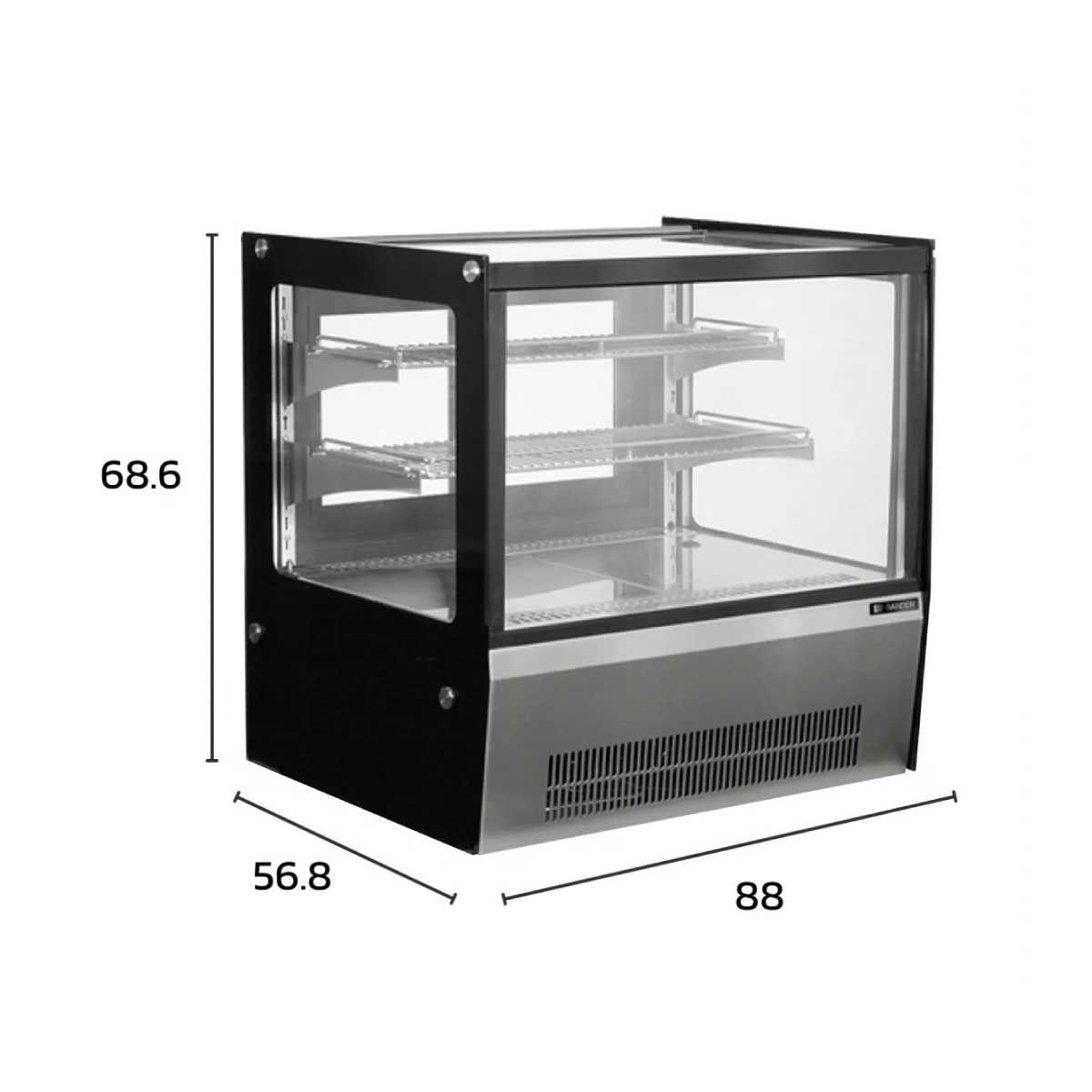 SANDEN ตู้แช่เค้กบนเคาน์เตอร์ทรงเหลี่ยม ขนาด 90 ซม.รุ่น SKR-0090R