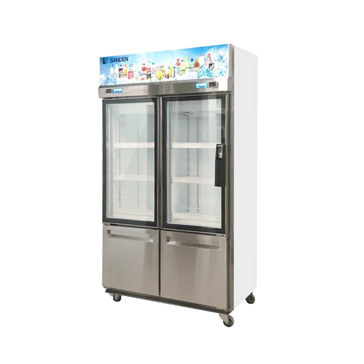 SANDEN ตู้แช่เครื่องดื่ม 2 ประตูแช่เย็นแช่แข็ง รุ่น YDM-1005 ความจุ 24.7 คิว