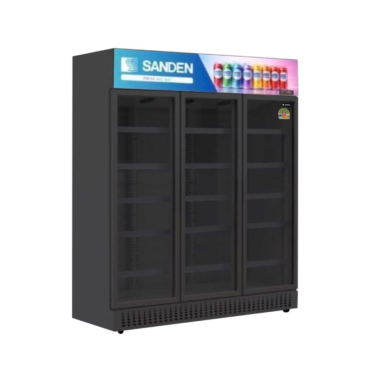 SANDEN ตู้แช่เครื่องดื่ม 3 ประตู 58Q สีดำ รุ่นYPE-1800A