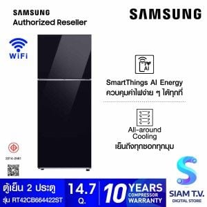 SAMSUNG ตู้เย็น BESPOKE 2 Doors 14.7 Q  Wifi  สีดำ/ดำ  รุ่น RT42CB664422ST