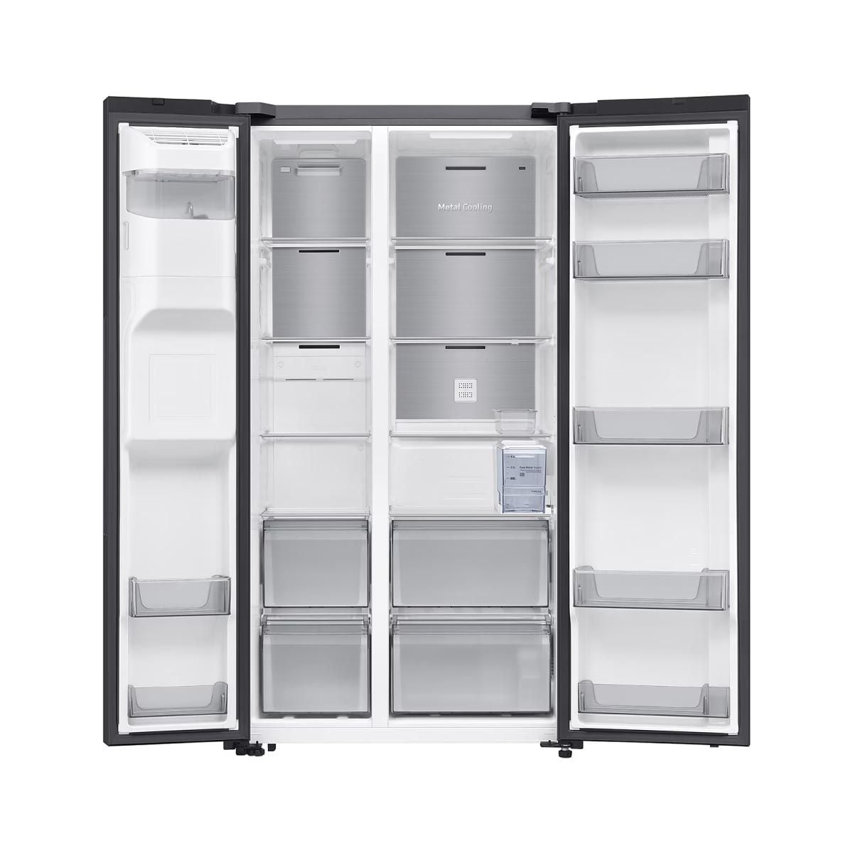 SAMSUNG ตูู้เย็น Side by Side Side SpaceMax 22.4Q Ai กระจกดำ รุ่น RS70F65K1BST