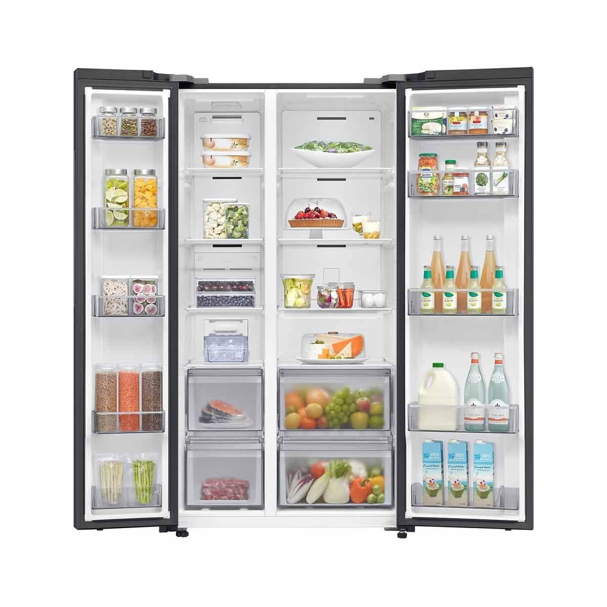 SAMSUNG ตูู้เย็น Side by Side SpaceMax Technology Ai 655L สีดำด้าน รุ่น RS70F65Q2FST