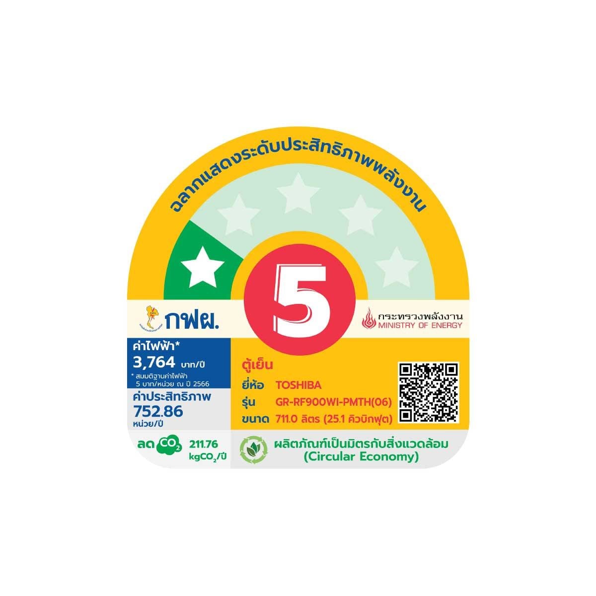 TOSHIBA ตู้เย็น 4 ประตู 25.1Q Wifi  รุ่น GR-RF900WI-PMTH(06)