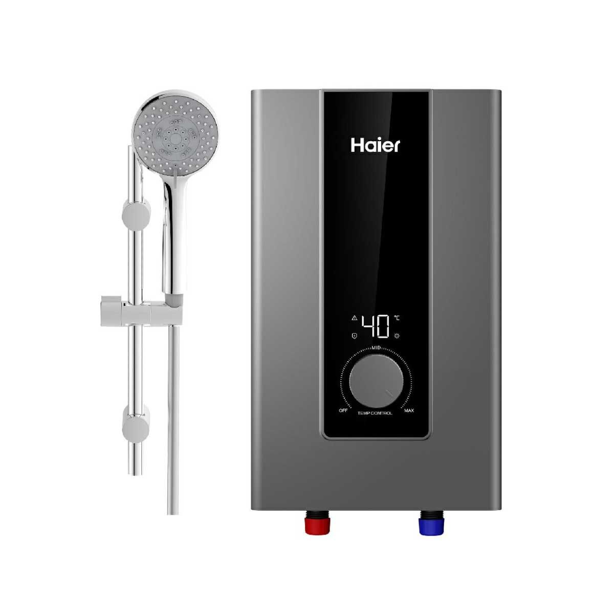 HAIER เครื่องทำน้ำอุ่น4500W+ราวสไลด์ ดิจิตอล สีเทา F Series รุ่น EI45E-F3CS