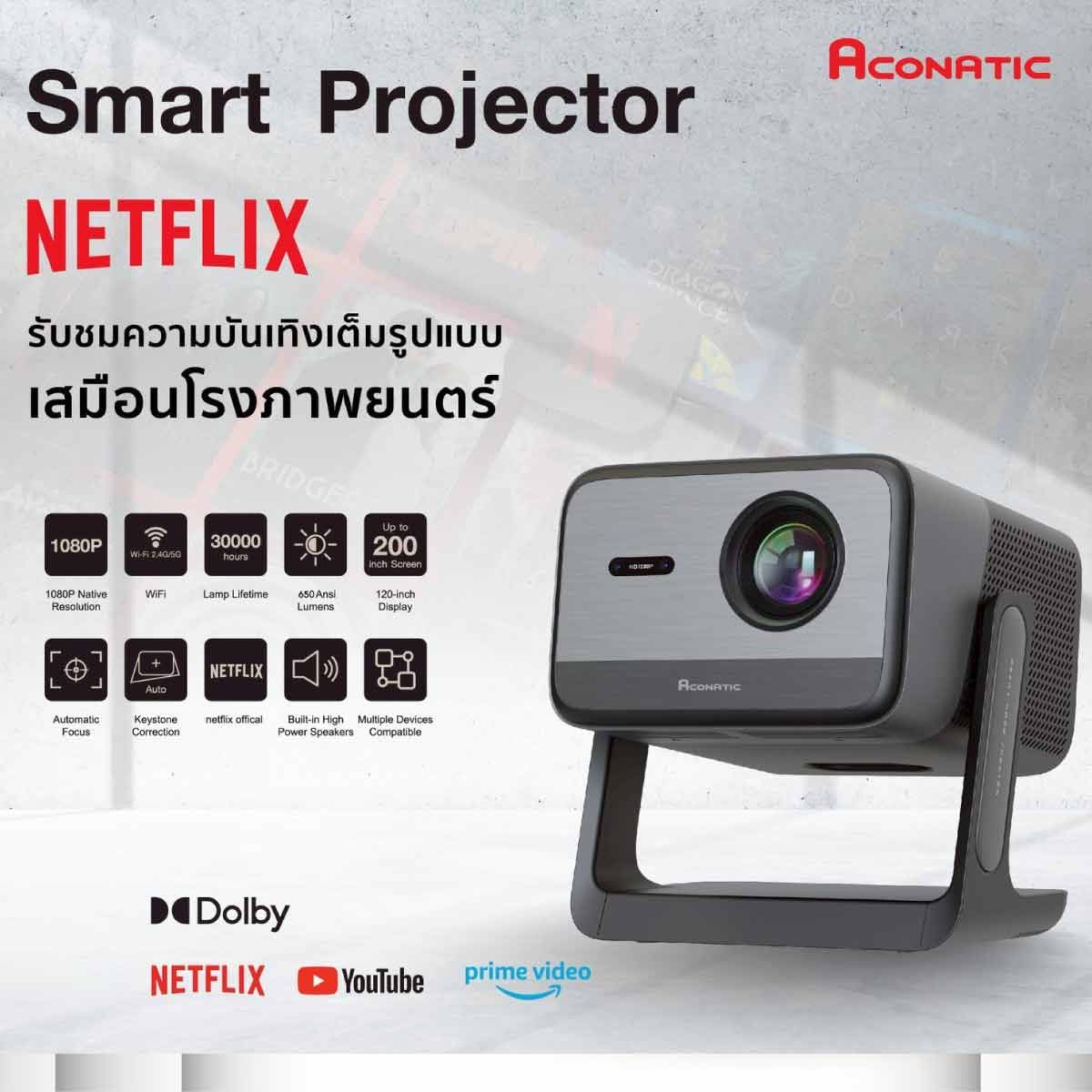 ACONATIC เครื่องฉายโปรเจคเตอร์แบบพกพา  รุ่น AN-PJTA3N สีดำ
