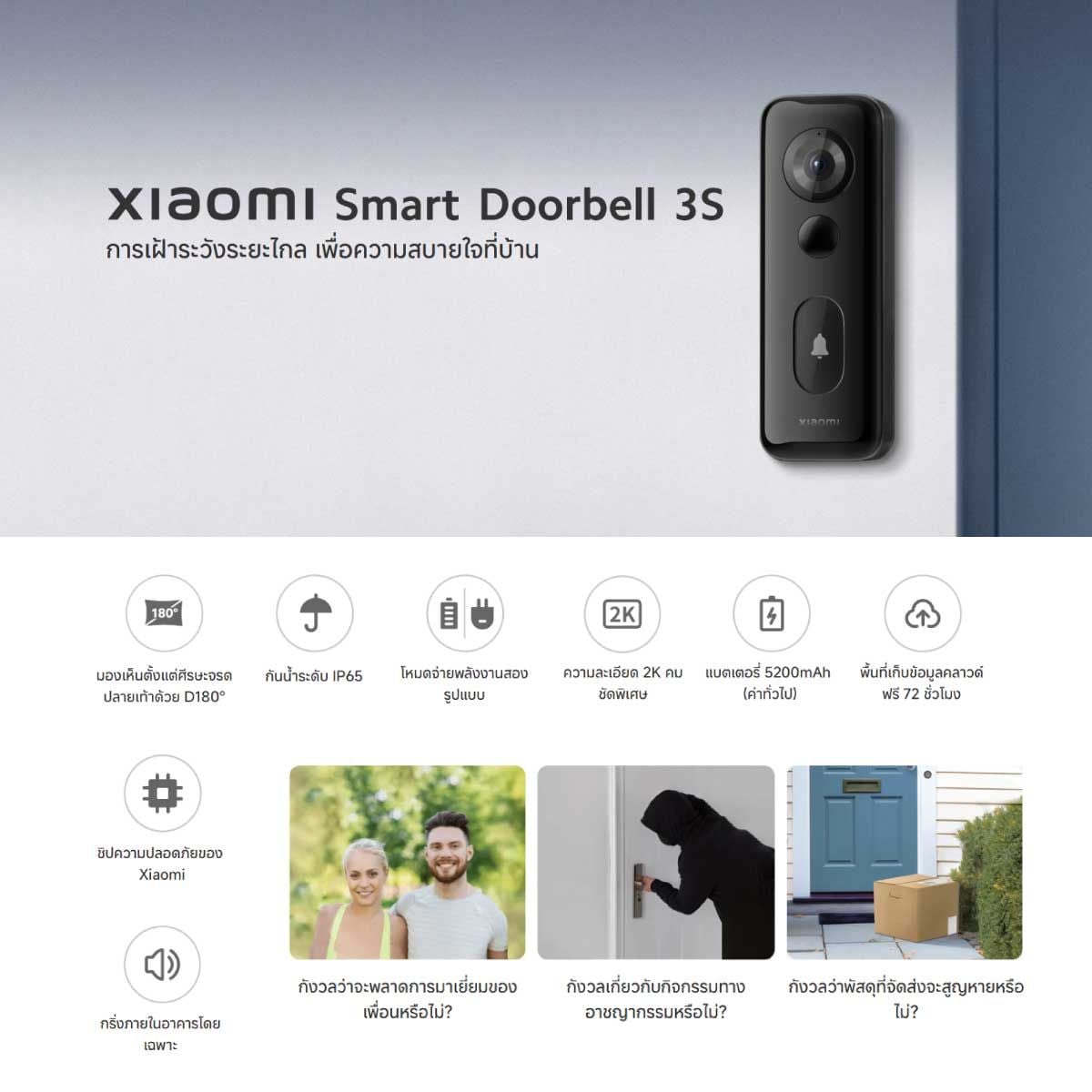 Xiaomi Smart Doorbell 3S กริ่งประตูอัจฉริยะ