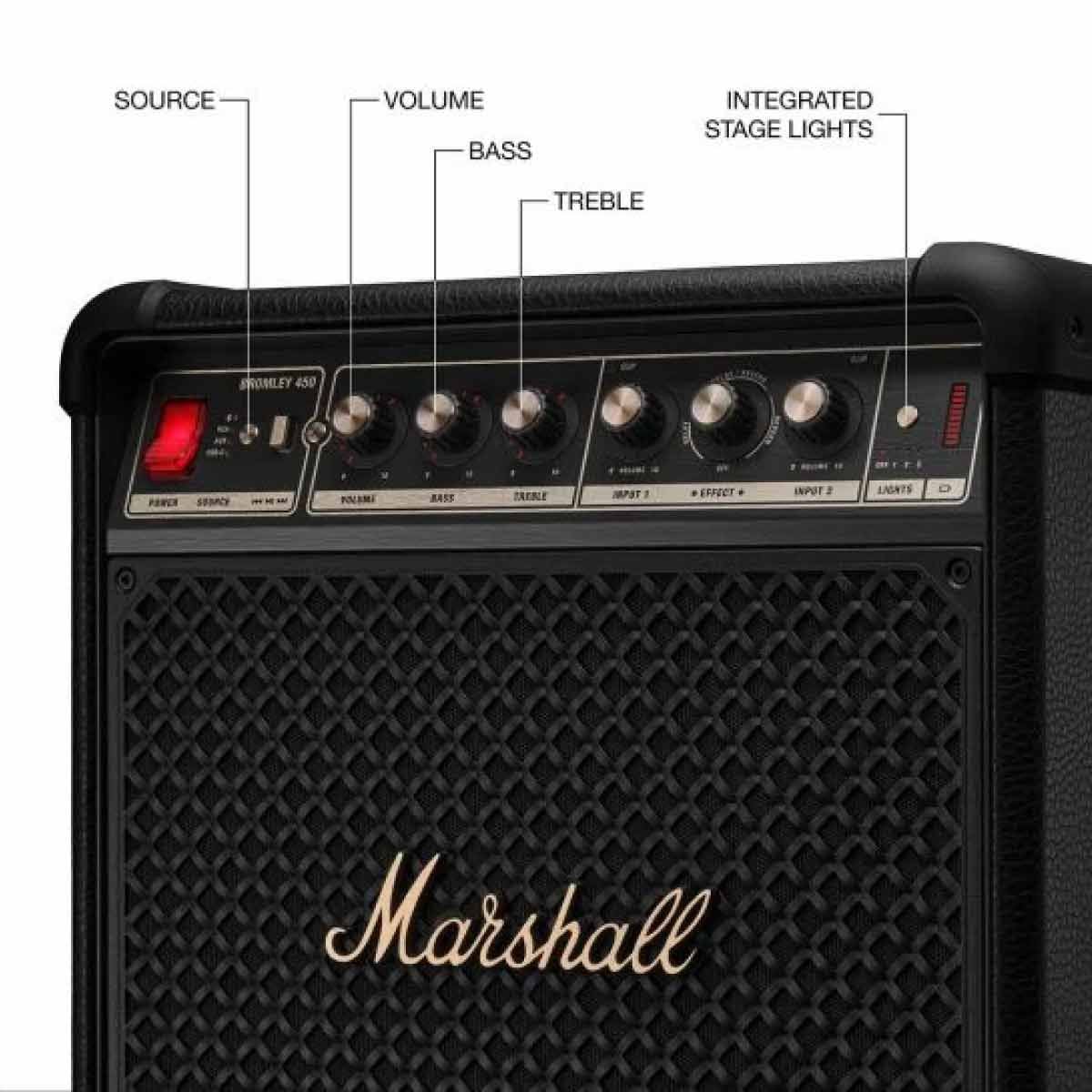 MARSHALL  ลำโพง Bluetooth Party Anywhere รุ่น BROMLEY 450 BLACK AND BRASS