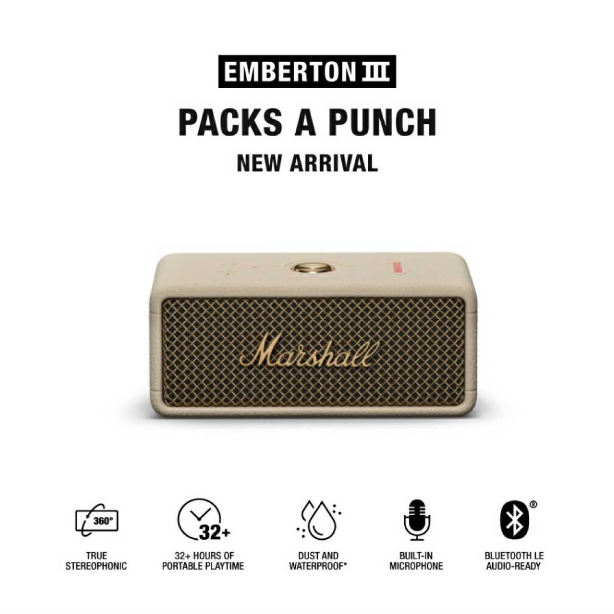 MARSHALL EMBETON III ลำโพงไร้สาย Bluetooth Speaker รุ่น EMBETONIIIC CREAM