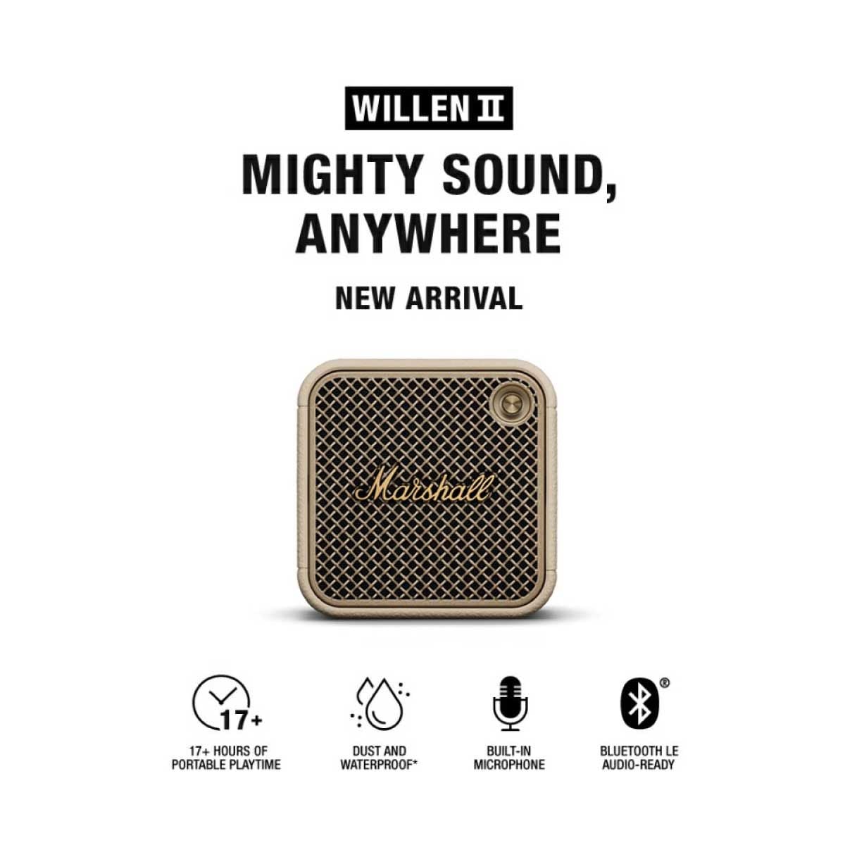 MARSHALL WILLEN II ลำโพงพกพาไร้สาย รุ่น WILLENIICR CREAM กันน้ำกันฝุ่น