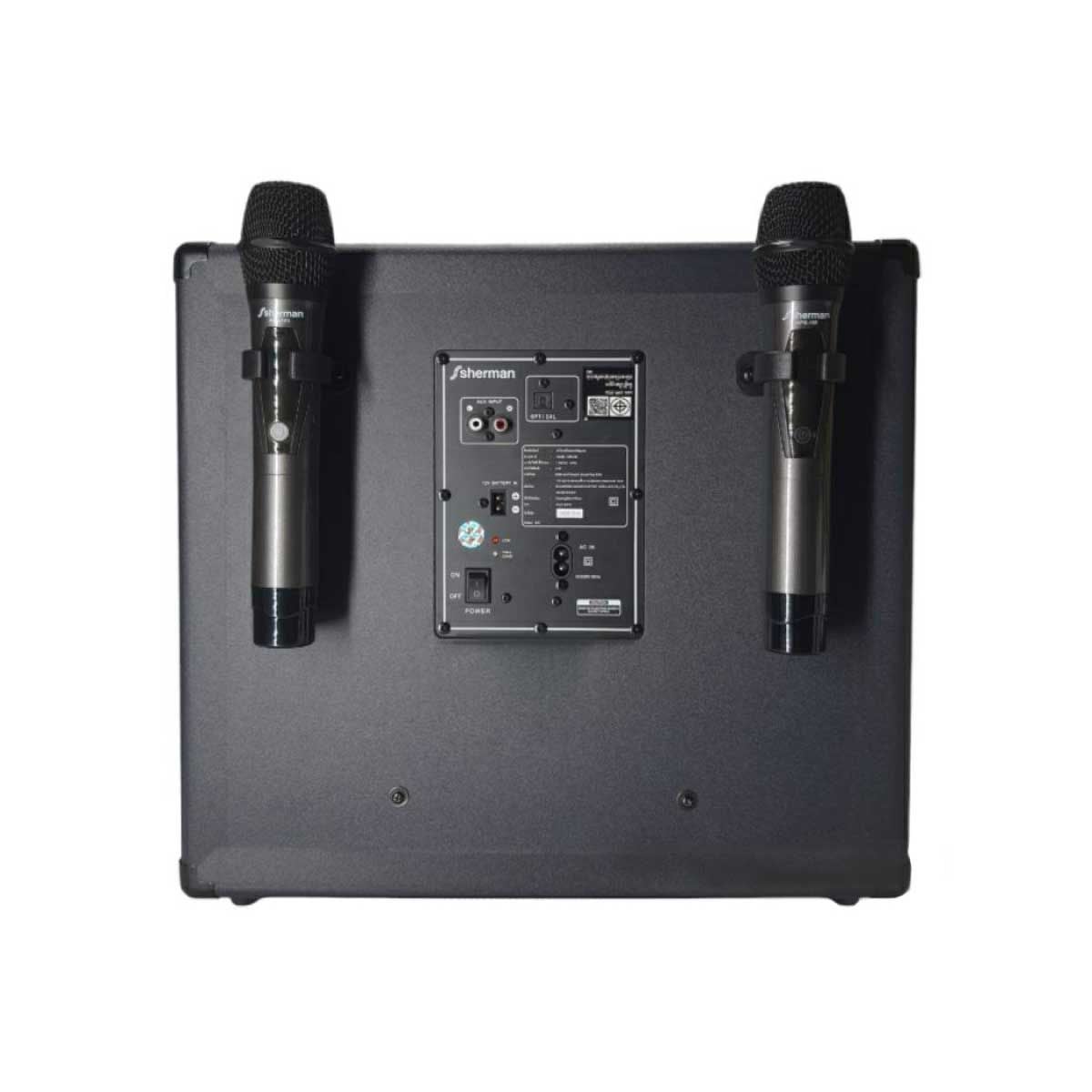 SHERMAN ลำโพงแบบพกพา กำลังขับ 150 W พร้อมไมโครโฟนไร้สาย รุ่น APS-105 รองรับบลูทูธ