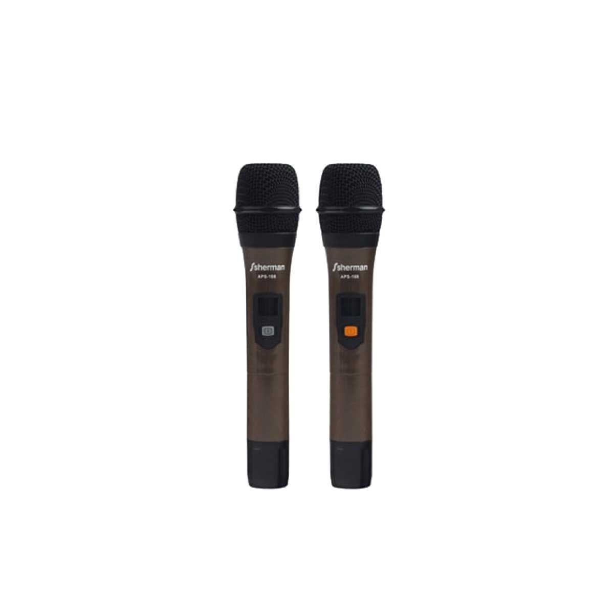 SHERMAN ชุดลำโพงขยายเสียง 2.0 CH รุ่น APS-155 กำลังขับ 100 วัตต์ พร้อมไมค์ลอย/แบตเตอรี่ในตัว