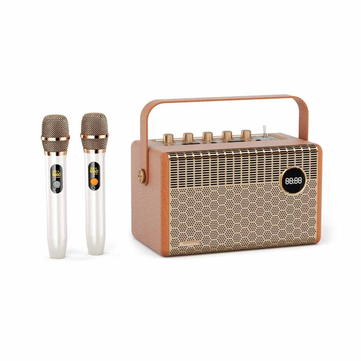 ACONATIC ลำโพง Bluetooth 100W พร้อมไมค์คู่ รุ่น AN-SP179 สีนํ้าตาล