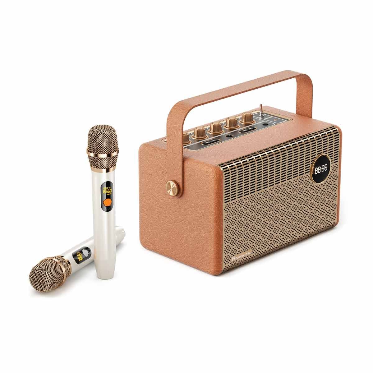 ACONATIC ลำโพง Bluetooth 100W พร้อมไมค์คู่ รุ่น AN-SP179 สีนํ้าตาล