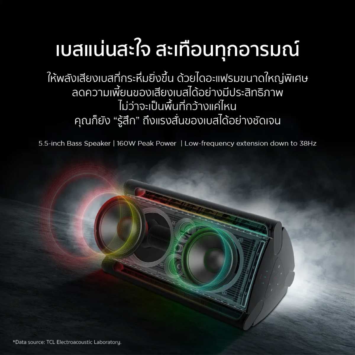 TCL  ลำโพง Party Box Speaker 220W รุ่น TP200K พร้อมช่องเสียบไมค์