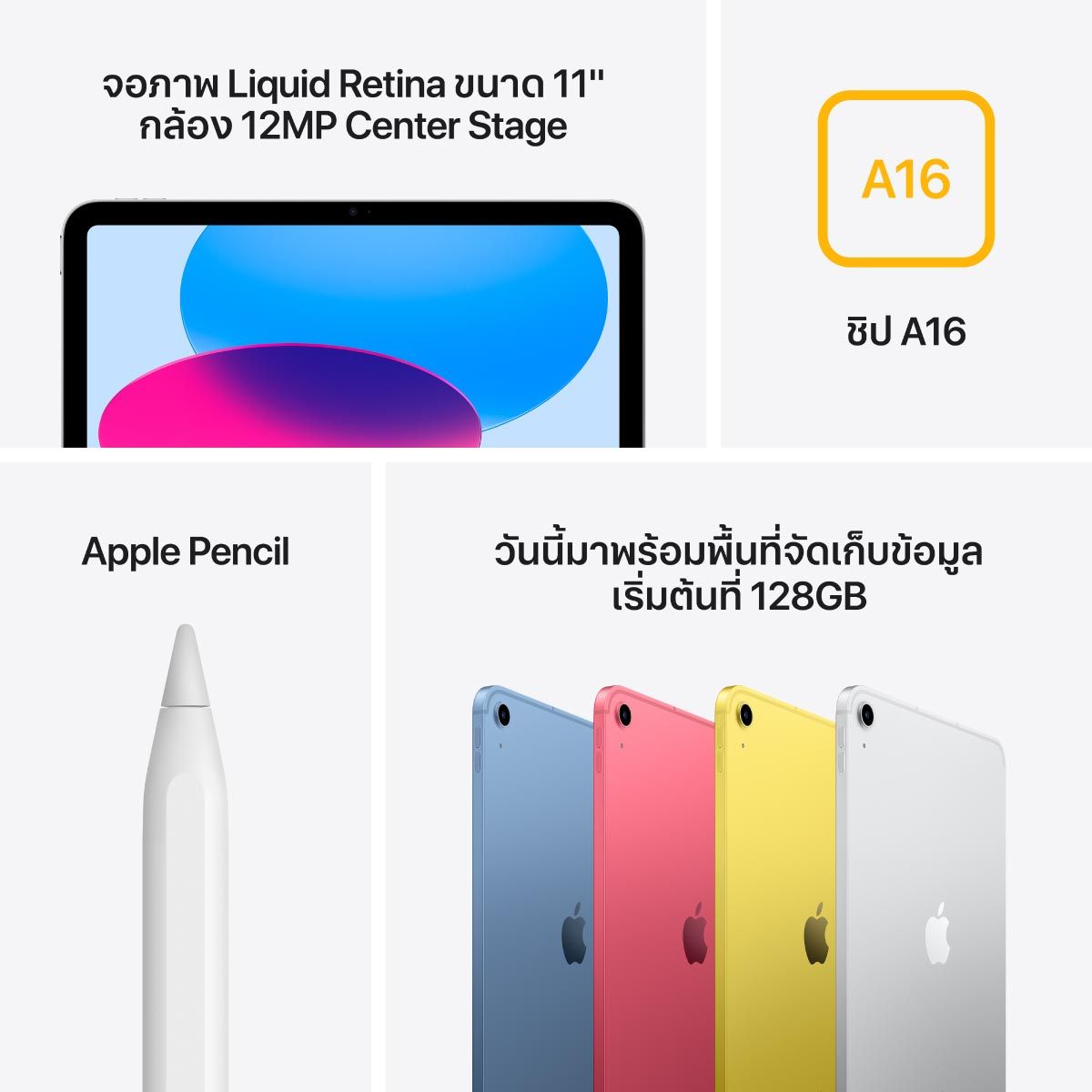 Apple iPad รุ่นที่ 11 ชิป A16 Wi-Fi + Cellular