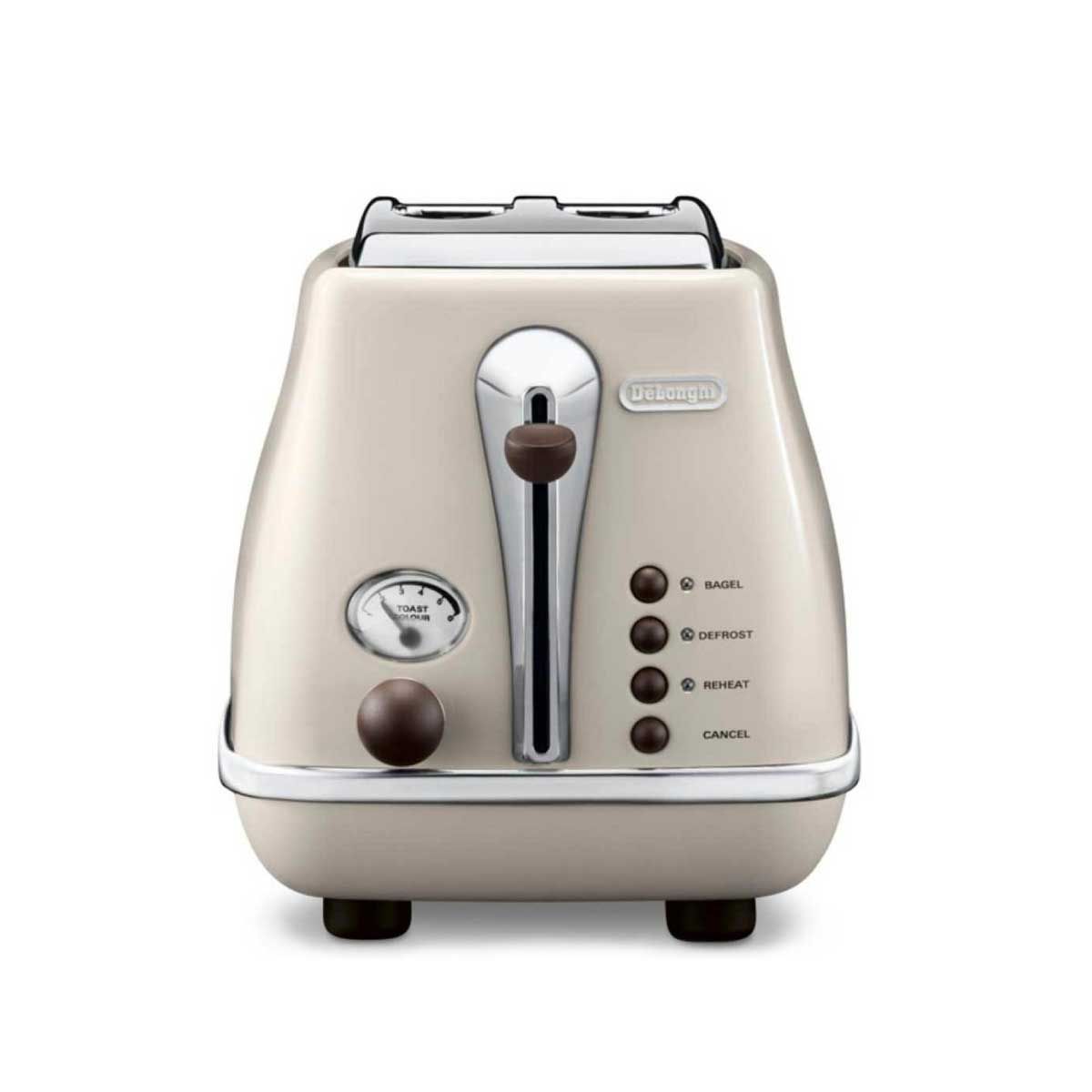 DELONGHI เครื่องปิ้งขนมปัง2แผ่น สีครีม รุ่นCTOV2103BG
