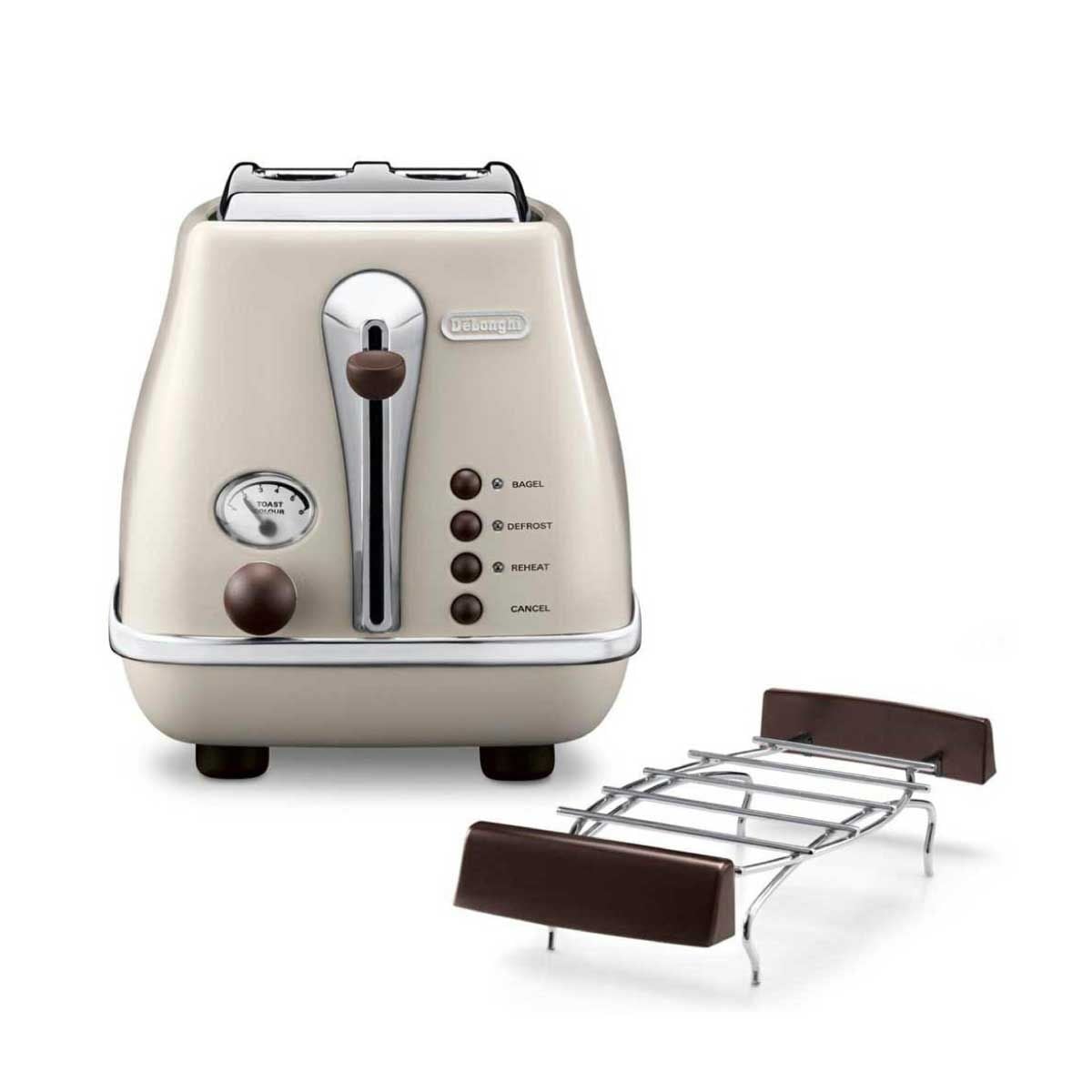 DELONGHI เครื่องปิ้งขนมปัง2แผ่น สีครีม รุ่นCTOV2103BG