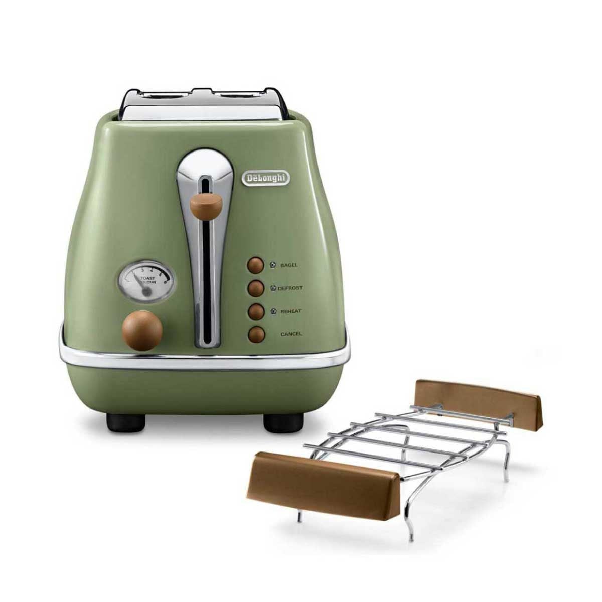 DELONGHI เครื่องปิ้งขนมปัง2แผ่น สีเขียว รุ่นCTOV2103GR