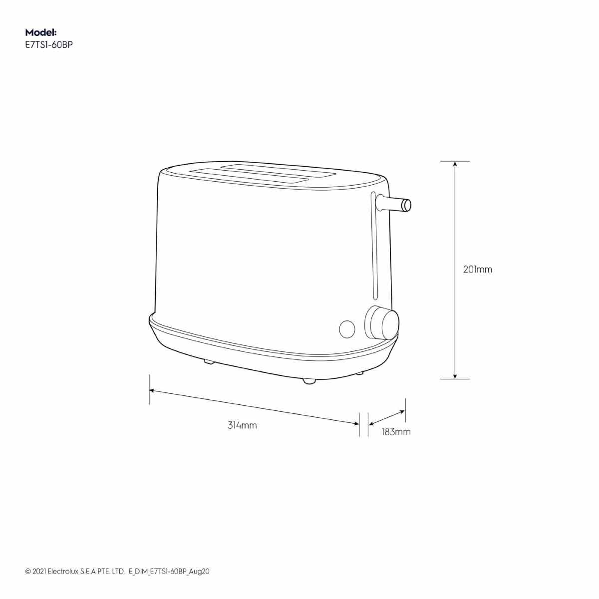 ELECTROLUX เครื่องปิ้งขนมปัง รุ่น E7TS1-60BP  (สี Black Pearl)